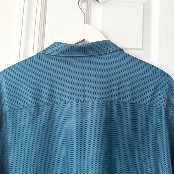 Bugatchi Teal OoohCotton Tech James Geometric Buttondown Long Sleeve Shirt XXL - Picture 13 of 13